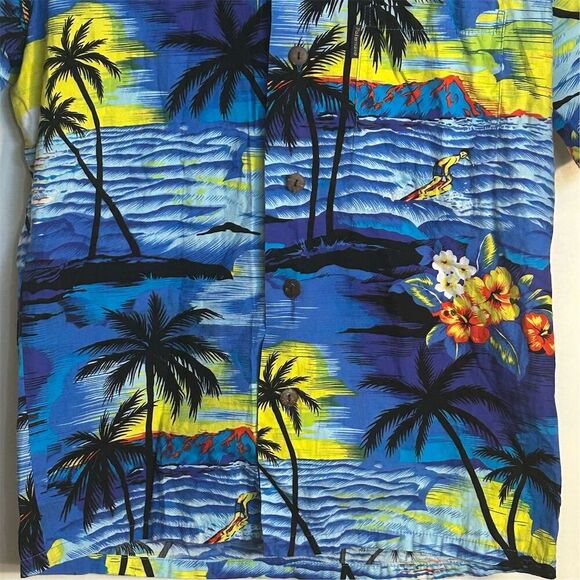 Palmwave Men's Hawaiian Shirt S Tropical Beach Floral Button-Up Casual - Picture 6 of 7